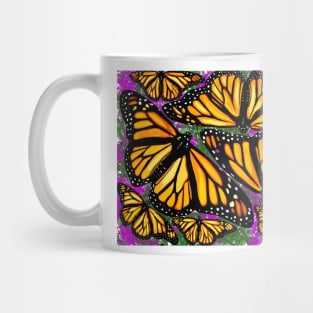 Beautiful Monarch Butterflies with floral background Mug